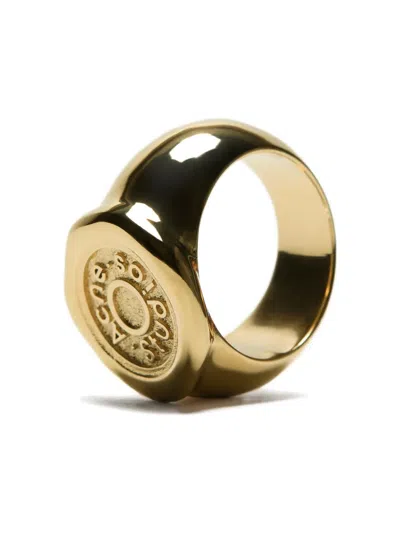 Acne Studios Logo Ring In Gold