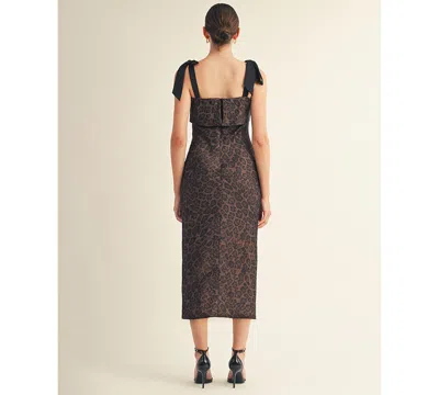 Arose Studio, Inc Women's Annelise Square Neck Tie Strap Midi Dress In Brown