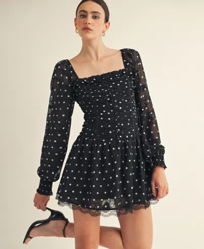 Arose Studio, Inc Women's Sorenne Square Neck Mini Dress In Black