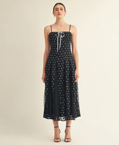 Arose Studio, Inc Women's Square Neck Ribbon Detail Long Dress In Black