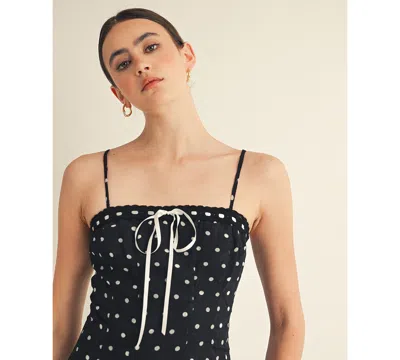 Arose Studio, Inc Women's Square Neck Ribbon Detail Long Dress In Black