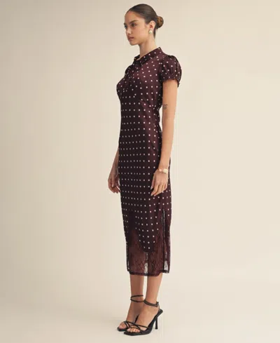 Arose Studio, Inc Women's Nerina Collared Lace Design Midi Dress In Brown