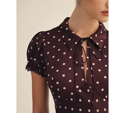 Arose Studio, Inc Women's Nerina Collared Lace Design Midi Dress In Brown