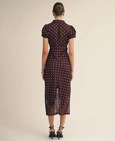 Arose Studio, Inc Women's Nerina Collared Lace Design Midi Dress In Brown