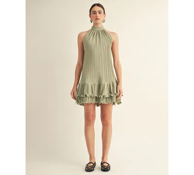 Arose Studio, Inc Women's Celestine Halter Neck Ruffle Bottom Mini Dress In Green