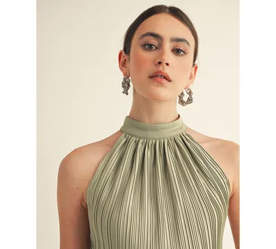 Arose Studio, Inc Women's Celestine Halter Neck Ruffle Bottom Mini Dress In Green