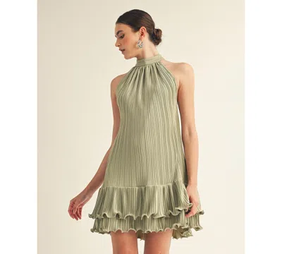 Arose Studio, Inc Women's Celestine Halter Neck Ruffle Bottom Mini Dress In Green
