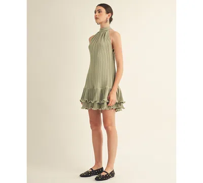 Arose Studio, Inc Women's Celestine Halter Neck Ruffle Bottom Mini Dress In Green