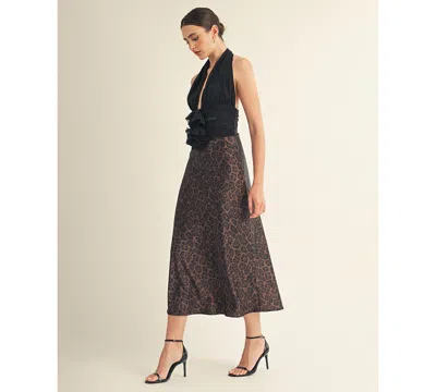 Arose Studio, Inc Women's Kessara Halter Wrap Bow Detail Midi Dress In Blue