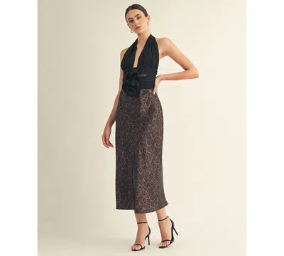 Arose Studio, Inc Women's Kessara Halter Wrap Bow Detail Midi Dress In Blue