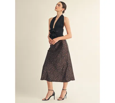 Arose Studio, Inc Women's Kessara Halter Wrap Bow Detail Midi Dress In Blue