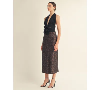 Arose Studio, Inc Women's Kessara Halter Wrap Bow Detail Midi Dress In Blue