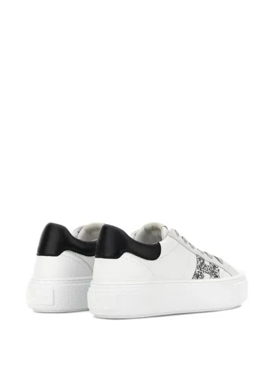 Hogan Crosswind Nappa Leather And Suede Sneakers With Glitter H Detail Shoes In White