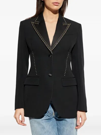 Versace Stud-embellished Single-breasted Blazer In Black