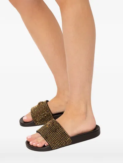 Kurt Geiger Meena Eagle Embellished Sandals In Brown