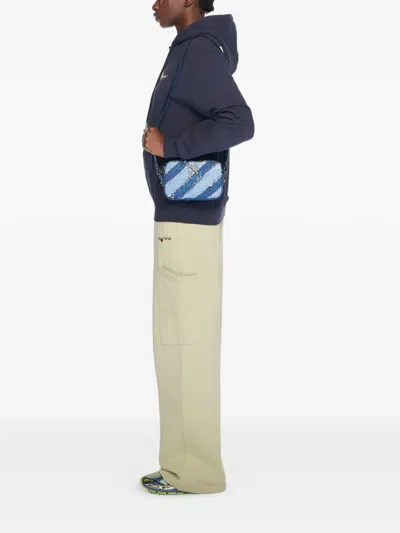 Off-white Patchwork Denim Shoulder Bag In Blue