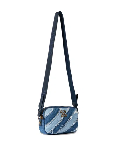 Off-white Patchwork Denim Shoulder Bag In Blue