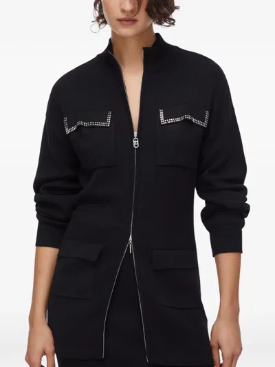 Liu •jo Appliqué-pocket Belted Cardigan In Black
