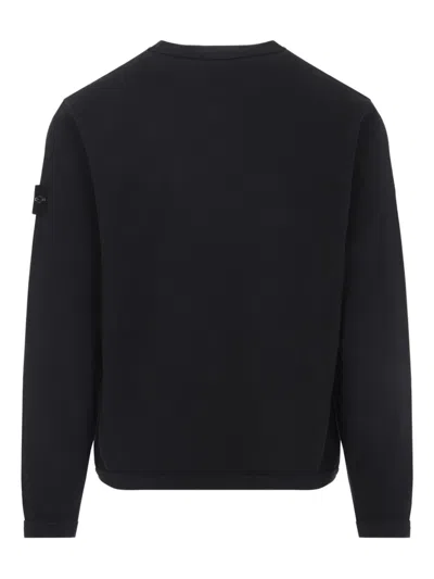 Stone Island Black Crewneck Logo Sweatshirt In Black