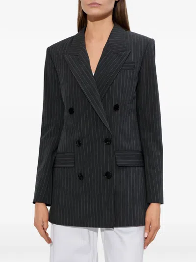 Isabel Marant Jevima Pinstripe Double-breasted Blazer In Black