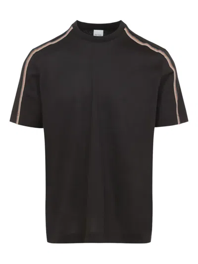 Paul Smith Stripe Tape Detail Crew Neck Tshirt In Black
