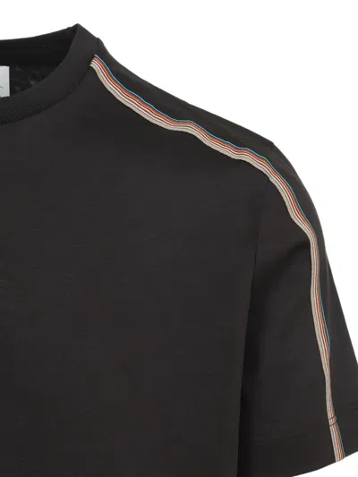 Paul Smith Stripe Tape Detail Crew Neck Tshirt In Black