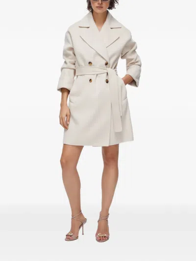 Liu •jo Double-breasted Coat In Neutral