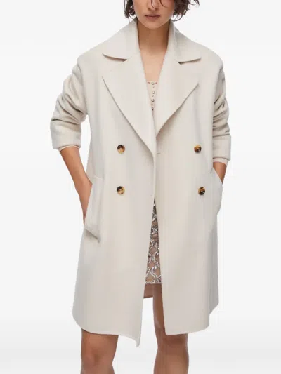 Liu •jo Double-breasted Coat In Neutral