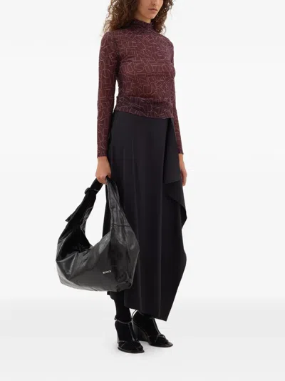 Sunnei High-neck Print Long-sleeve Top In Purple