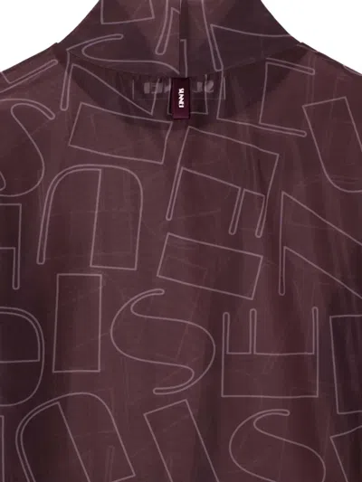 Sunnei High-neck Print Long-sleeve Top In Purple