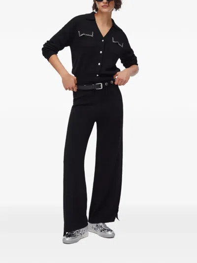 Liu •jo Appliqued-pocket Cardigan In Black