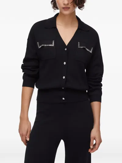 Liu •jo Appliqued-pocket Cardigan In Black