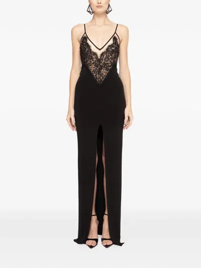 Nissa Lace-panel Maxi Dress In Black