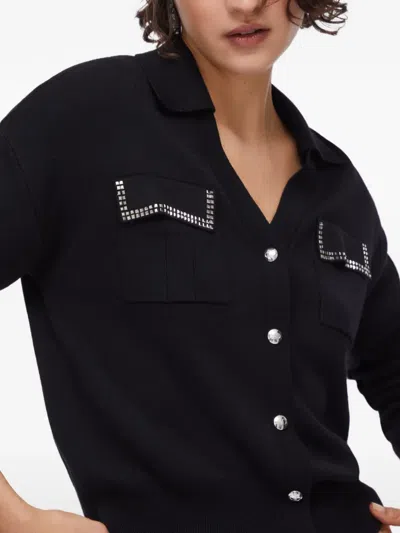 Liu •jo Appliqued-pocket Cardigan In Black