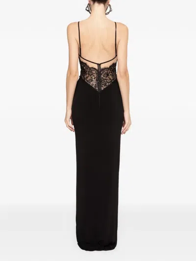 Nissa Lace-panel Maxi Dress In Black