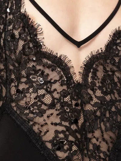 Nissa Lace-panel Maxi Dress In Black