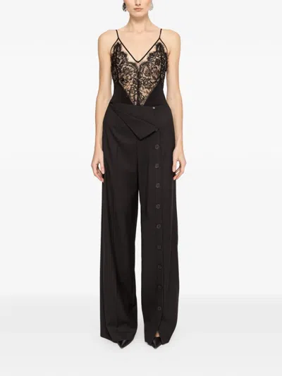 Nissa Button-detail Trousers In Black