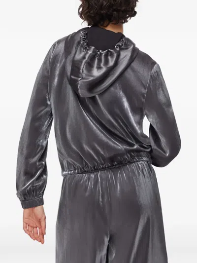 Liu •jo Laminated Hooded Jacket In Gray