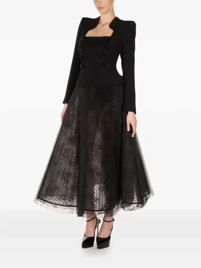 Araftu Button Embellished Skirted All In One In Black