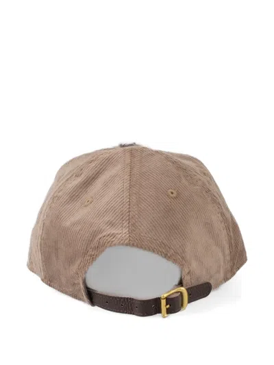 Les Héritiers Corduroy Signature Cap In Brown