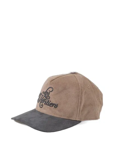 Les Héritiers Corduroy Signature Cap In Brown