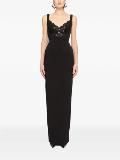 Nissa Lace Sequin Maxi Dress In Black