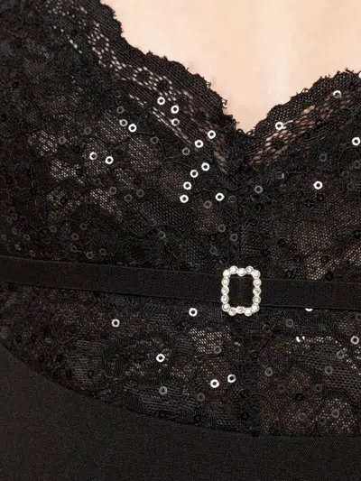 Nissa Lace Sequin Maxi Dress In Black