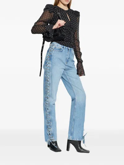 Rotate Birger Christensen Chiffon Ruched Top In Black