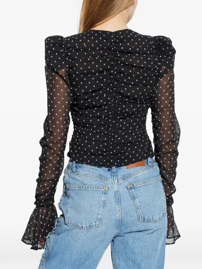 Rotate Birger Christensen Chiffon Ruched Top In Black