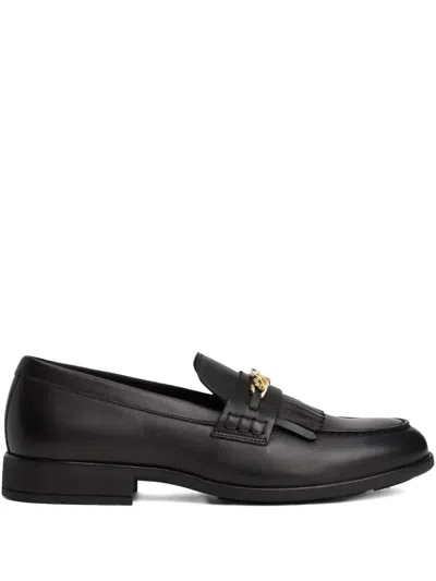Tommy Hilfiger Fringed Chain-detailed Loafers In Black