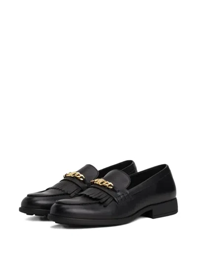 Tommy Hilfiger Fringed Chain-detailed Loafers In Black