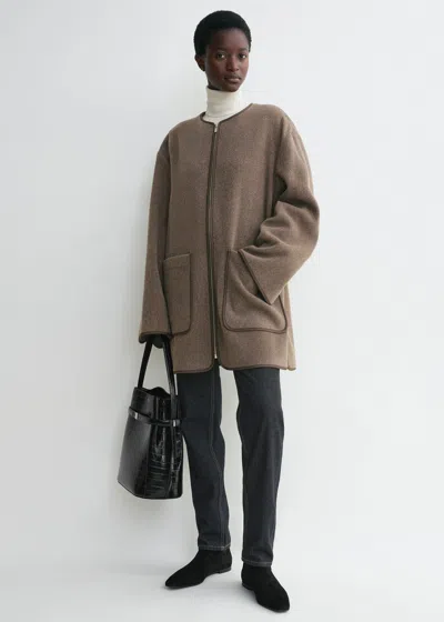 Totême Felted Wool Jacket Oak In Brown