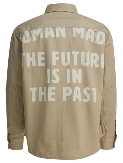Human Made Overshirt Jacket With Print Jackets And Coats Beige In Neutral