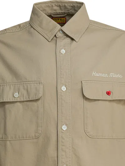 Human Made Overshirt Jacket With Print Jackets And Coats Beige In Neutral